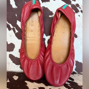 Tieks Red Leather Ballet Flats Foldable Travel Shoes Size 8